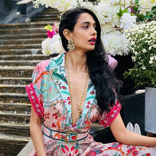 Buy Threads of Lotus Long Necklace in White EnamelOnline in India Zariin