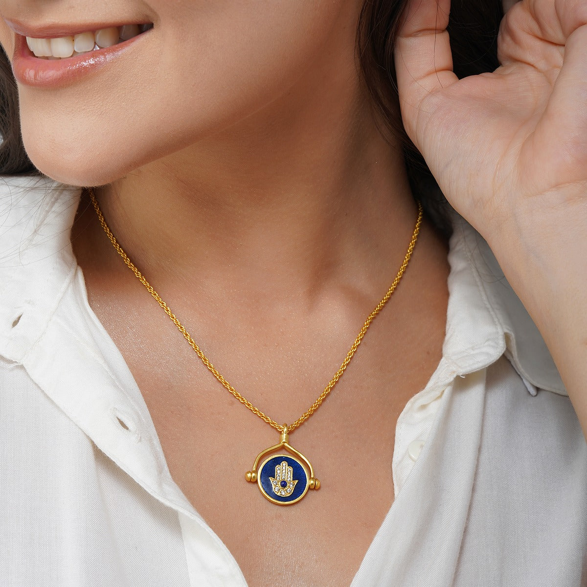 Buy Protection Necklace with Evil Eye and Hamsa Hand Online in