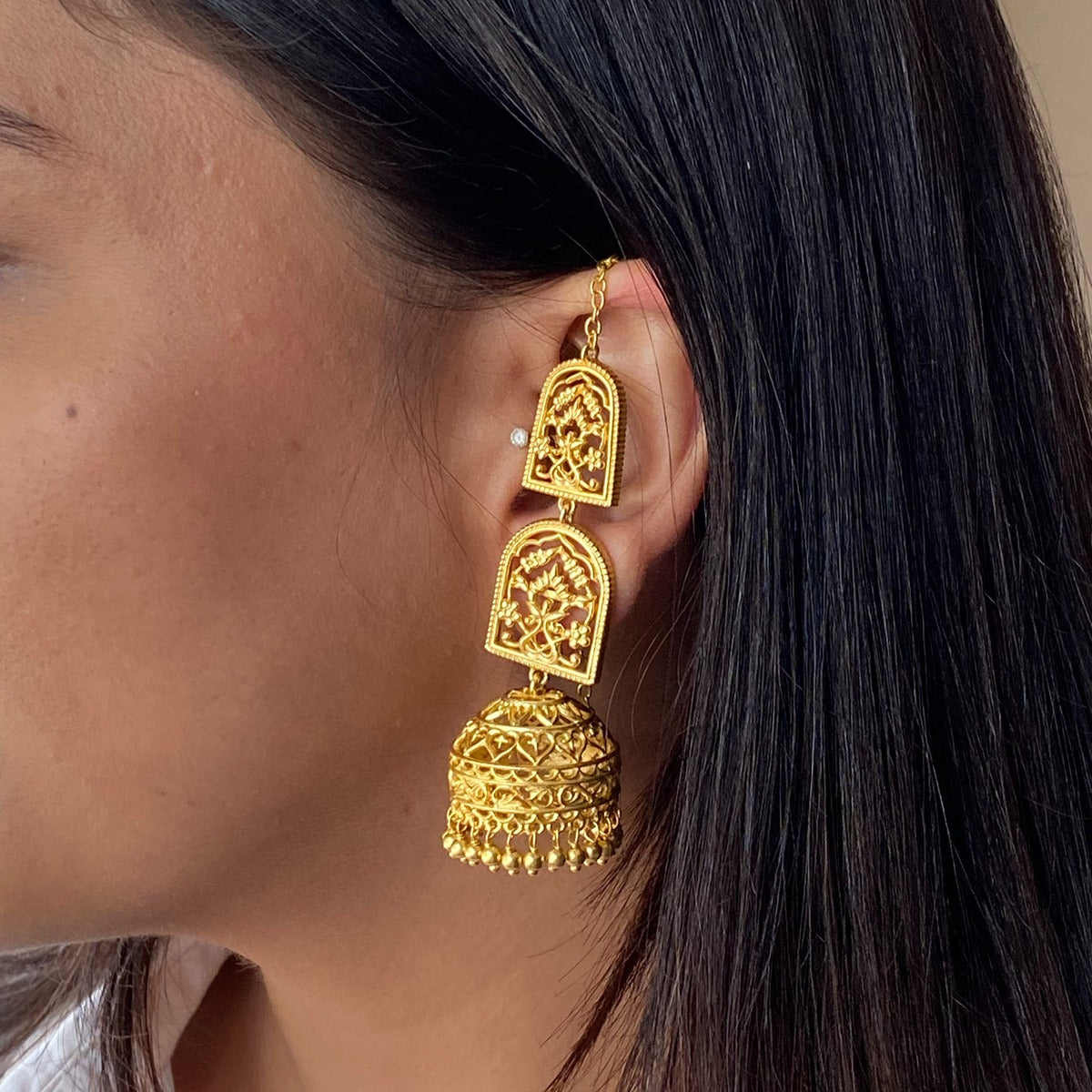 Buy Bareilly Jhumka Earrings with StringsOnline in India Zariin