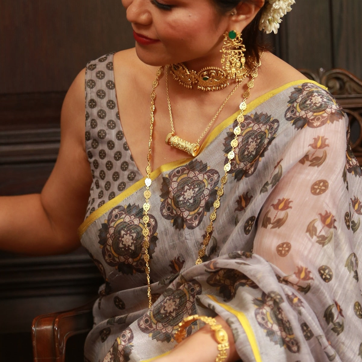 Saree Latest Designs Of Long Chains In Gold Long Necklace Set Gold