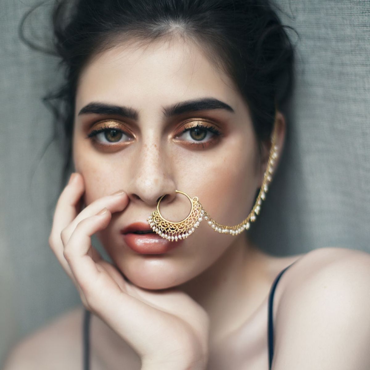 Flower Desi Nose Hoop Buy Unique Flower Design Kundan Nath Nose