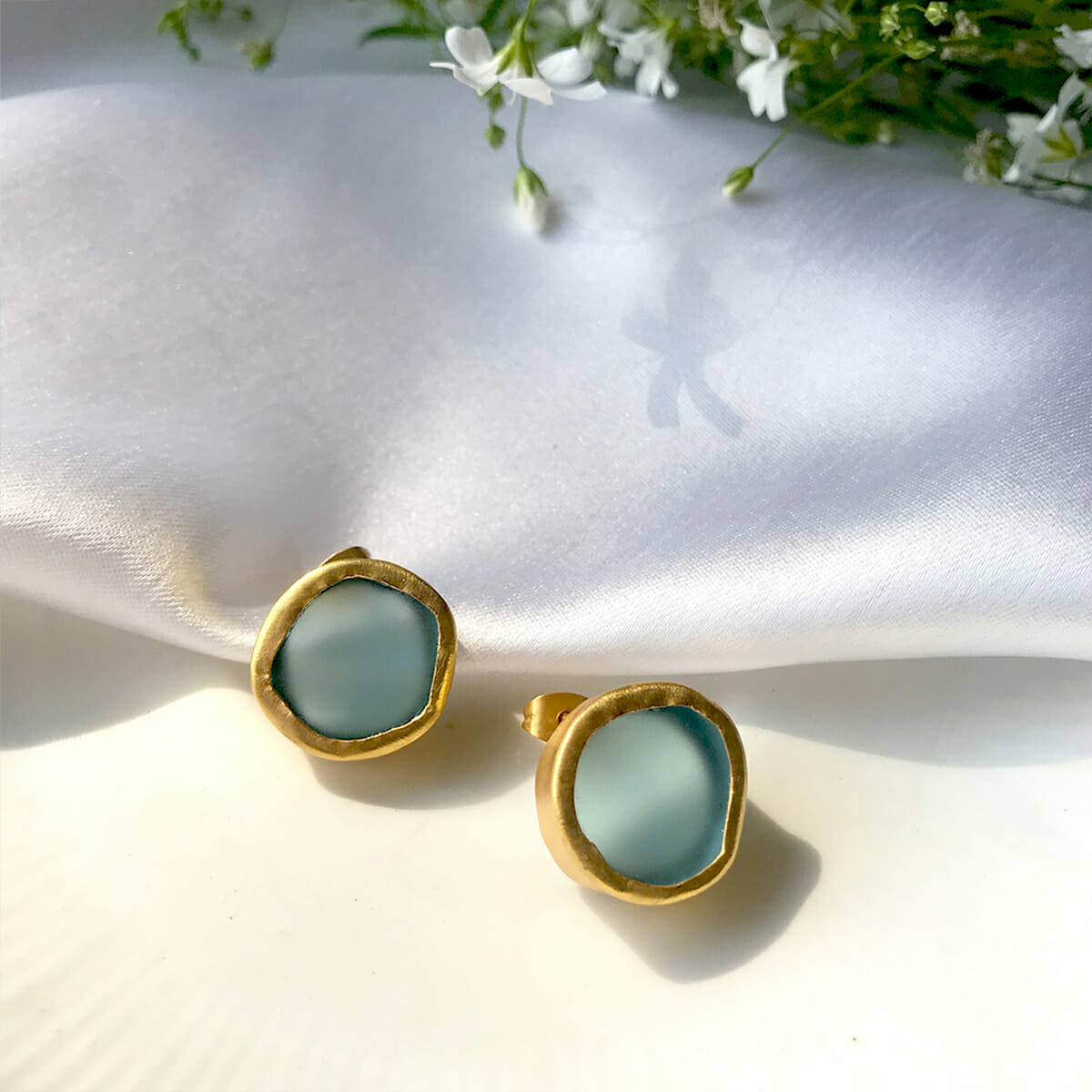 Gold Stud Earrings for Women Hypoallergenic Earrings Girls Oval