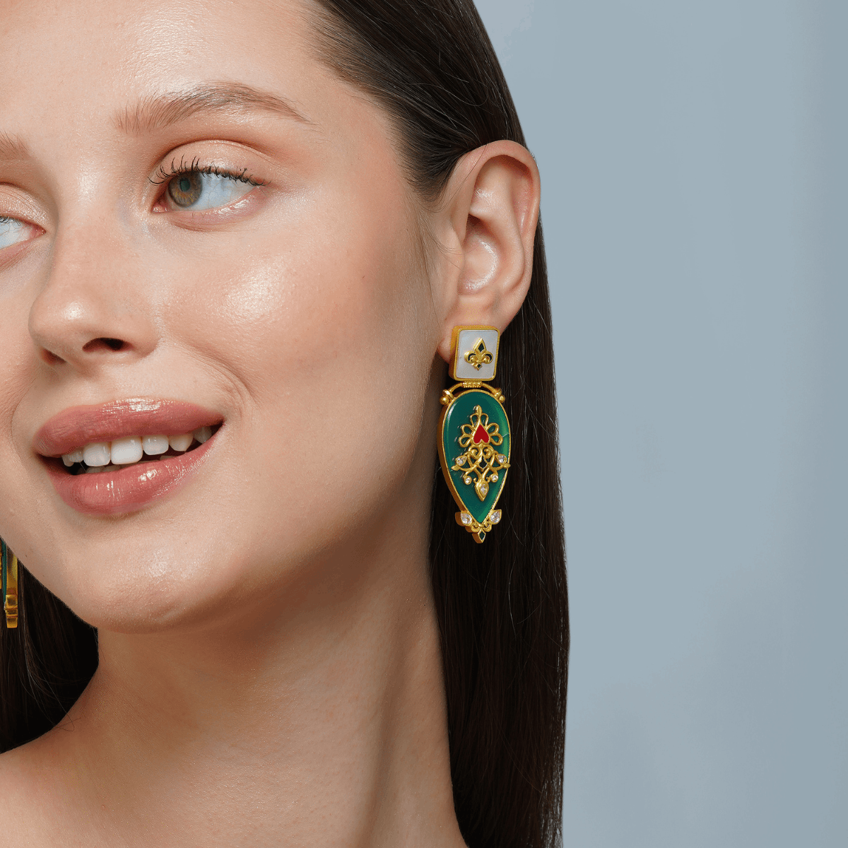 Buy Grandma's Treasure Green Onyx Statement EarringsOnline in India Zariin