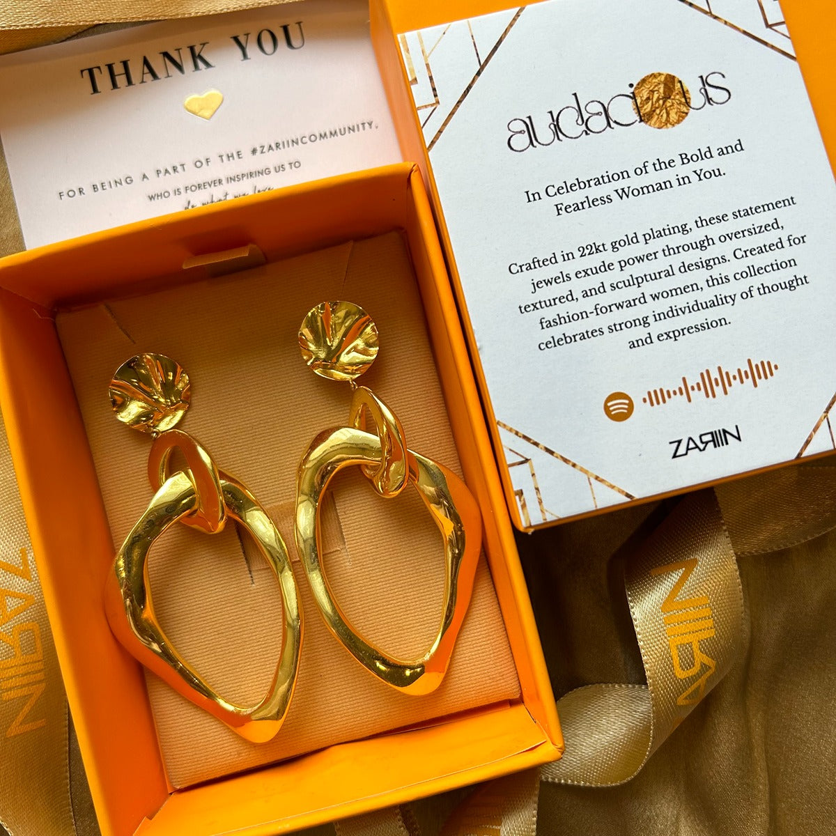 Pop Rock orange & gold - Statement Earrings | Felt