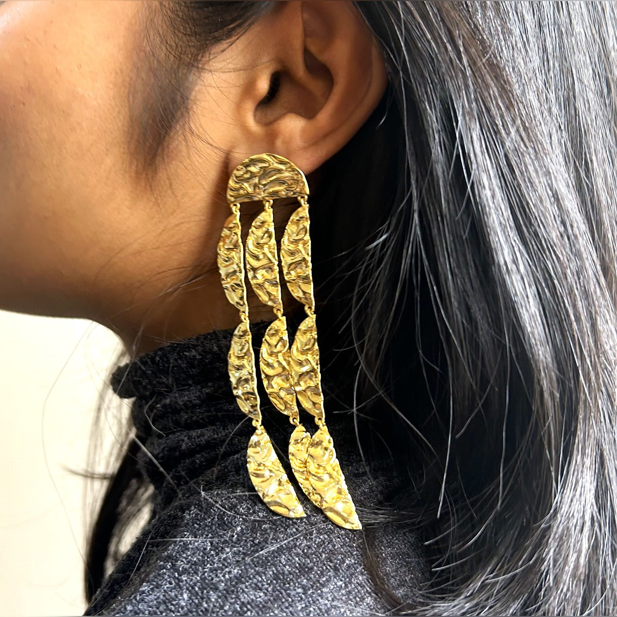 Gold Power Statement Earrings - Main Image