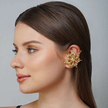 Floral Bling Crystal Ear Cuffs
