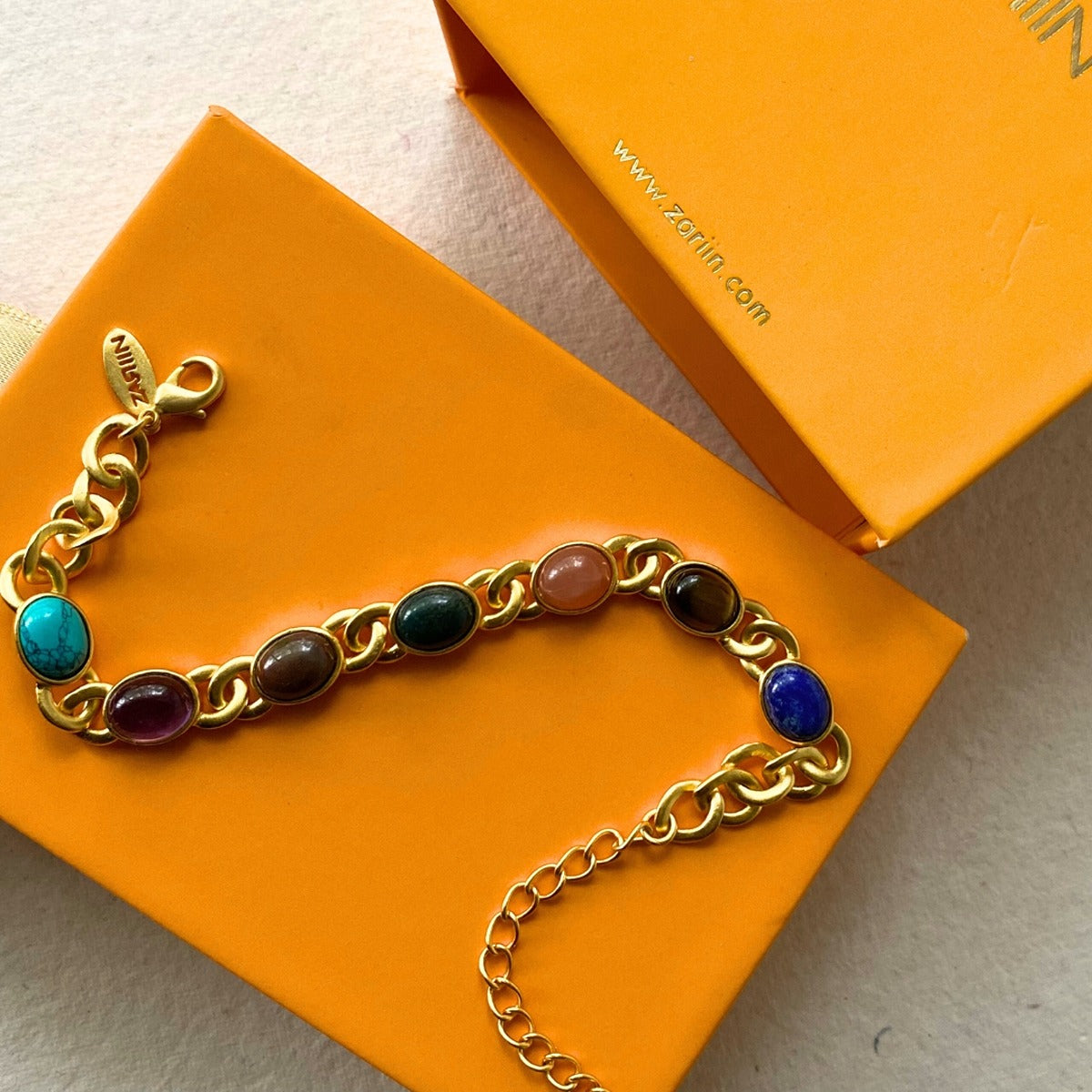 7 Gemstones Chakra Balancing Bracelet, In Gold For Men