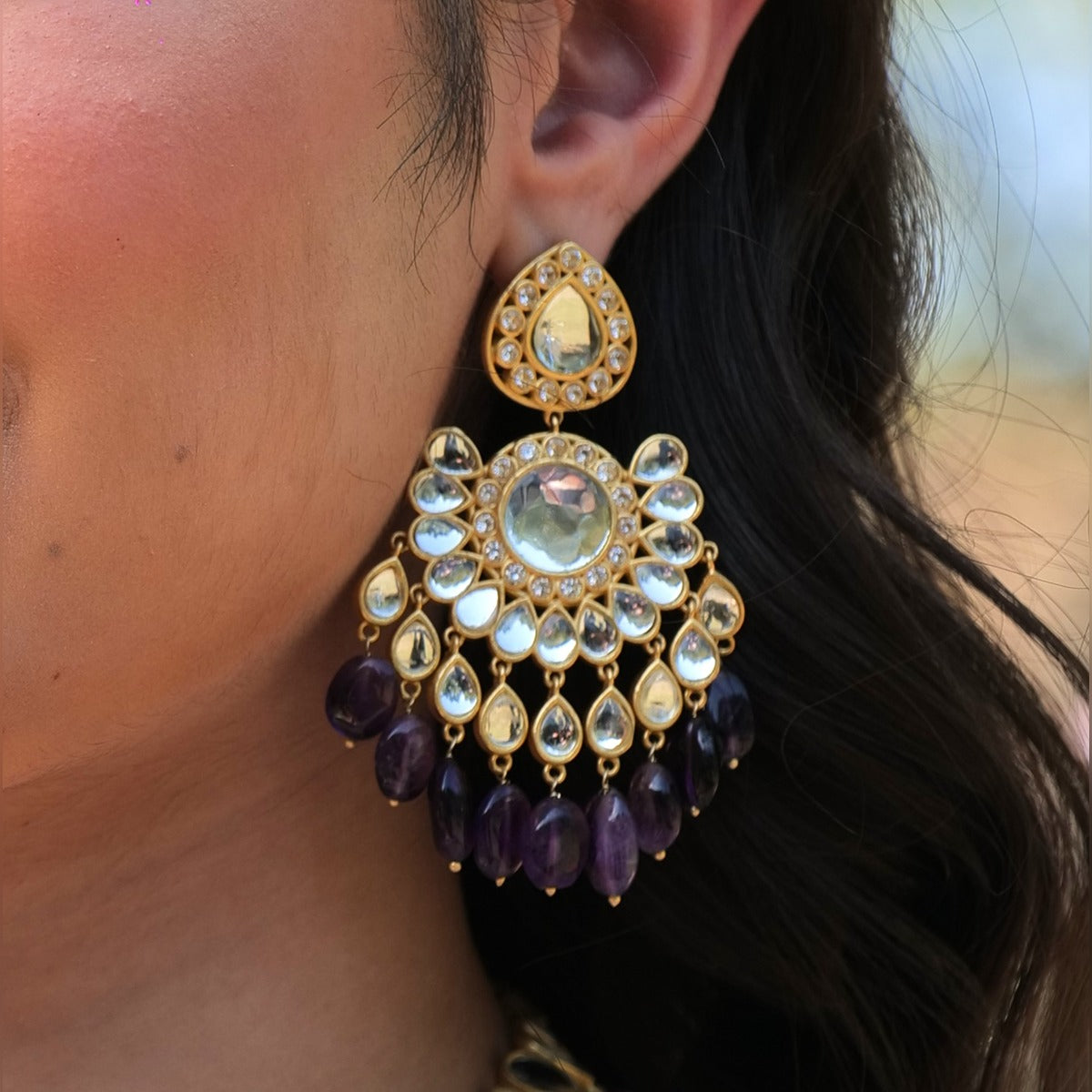 Chandni Statement Earrings - Amethyst