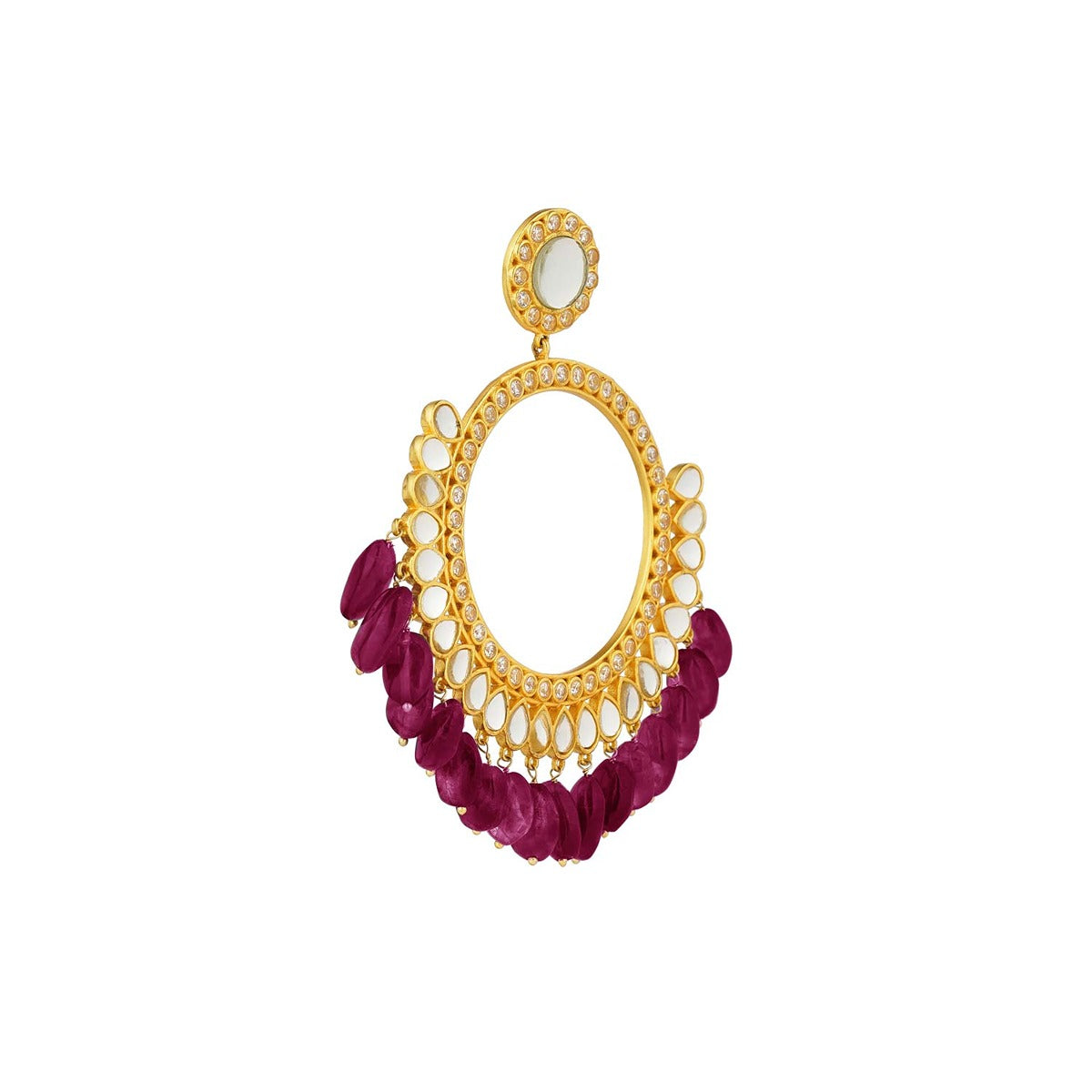 Mehfil Earrings - Rani Pink Hued Stone