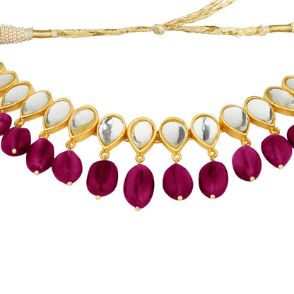Jashn Choker Necklace - Rani Pink Hued Stone