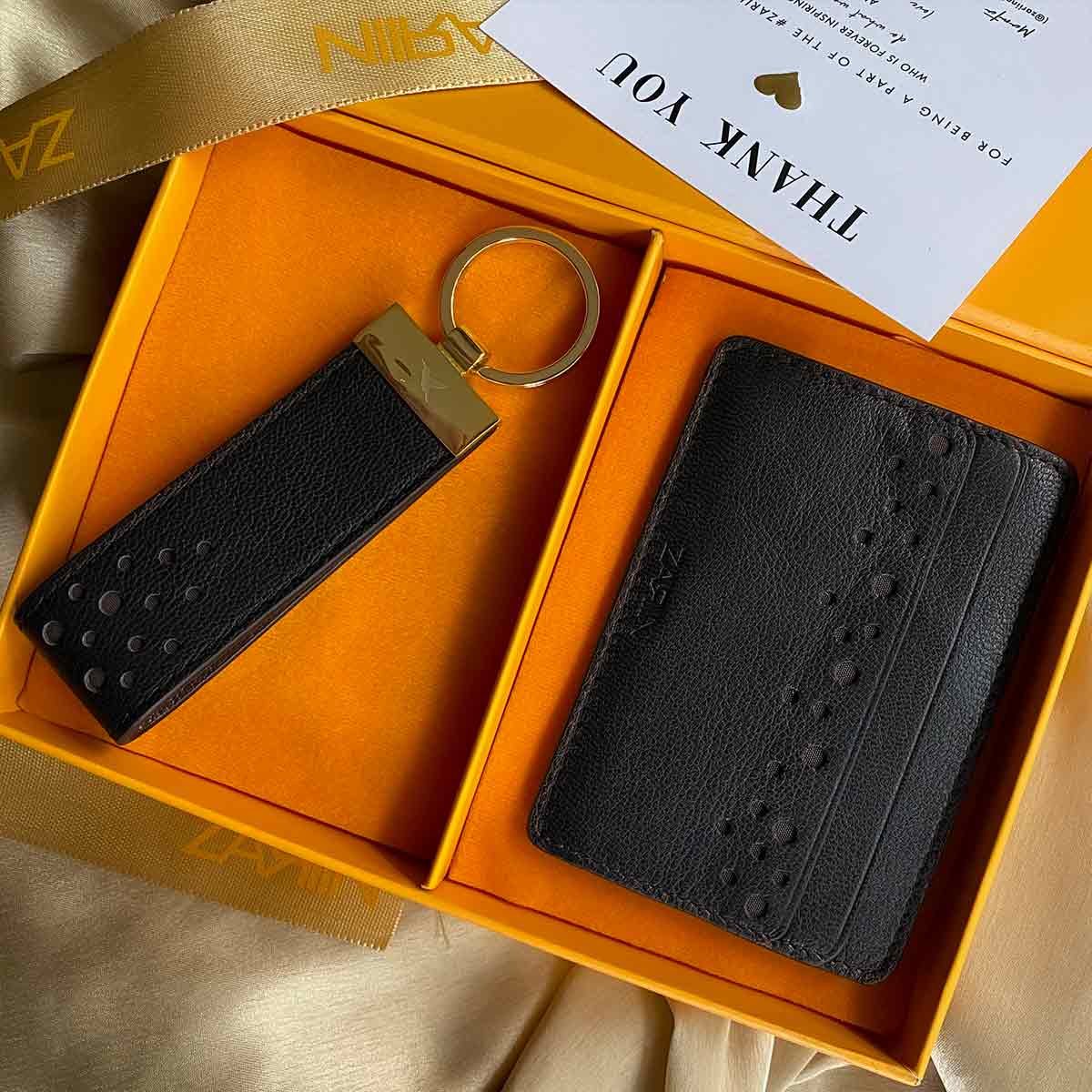 Buy Artisanal Leather Card Holder and Key Chain Gift Box Online in