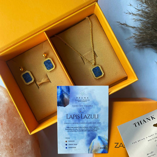 True Essence Pendant Necklace and Stud Earrings Set - Lapis Lazuli