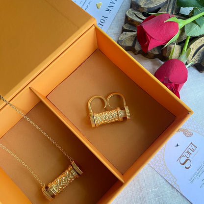 Scrolls of Time Gift Box with Pendant Necklace and Statement Ring