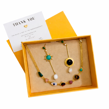 Balancing Act Choker Necklace & Mismatched Earrings Set