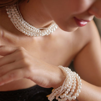 Ropes of Pearl Necklace & Notes of Pearl Bracelet Set