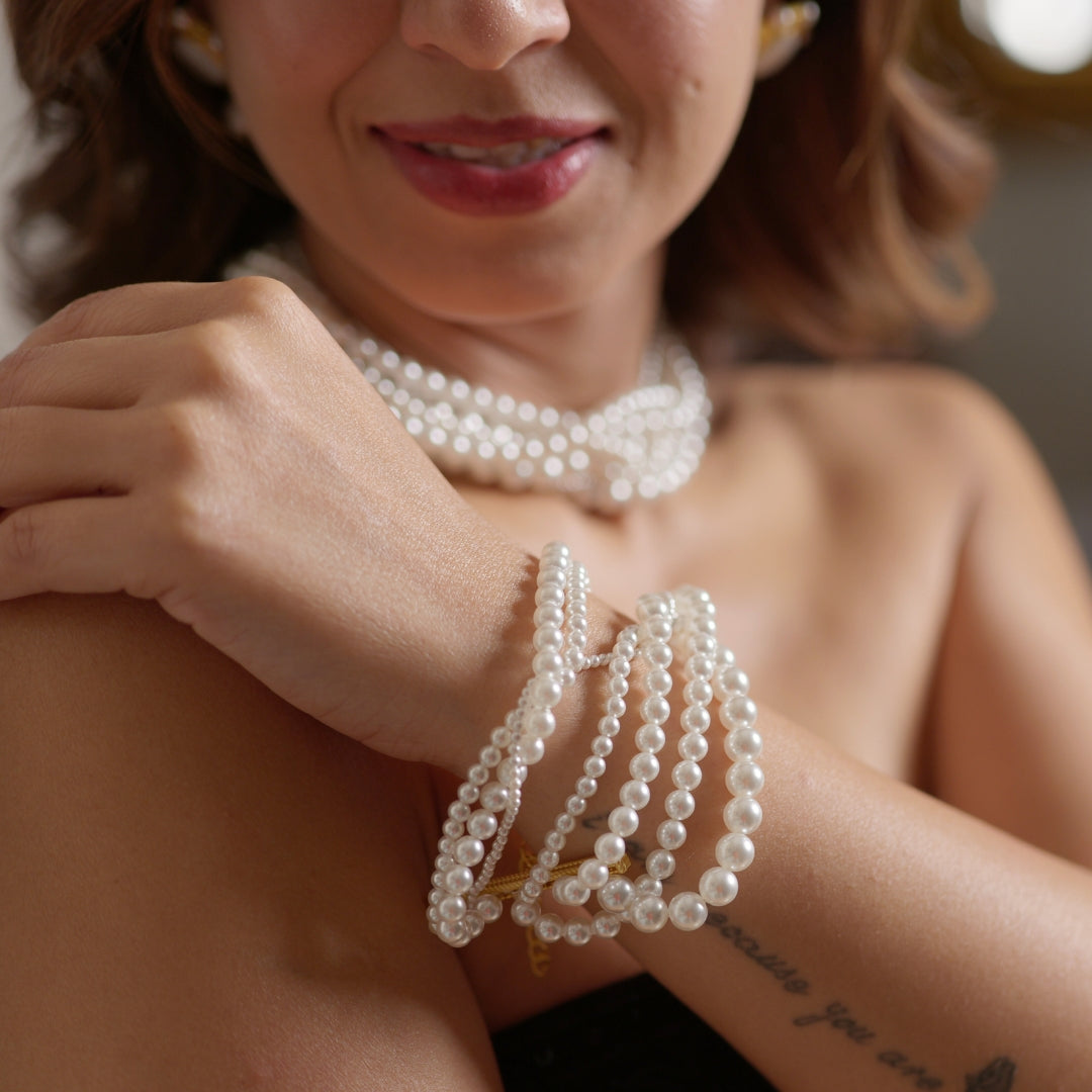 Ropes of Pearl Necklace & Notes of Pearl Bracelet Set