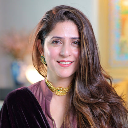 Majestic Mor Choker & Reflection of You Green Onyx Stud Earrings Set