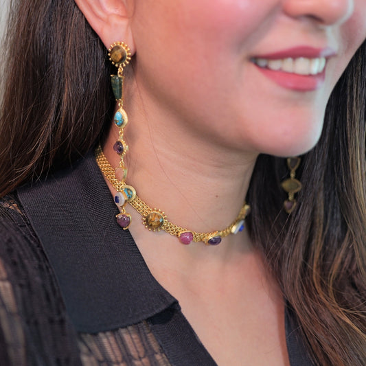 Threads of Energy Earrings & Balancing Act Choker Necklace Set