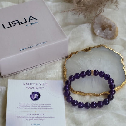 Amethyst Bead Bracelet for Overall Health and Master Healer