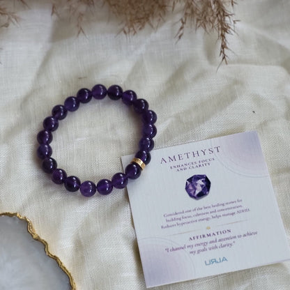 Amethyst Bead Bracelet for Overall Health and Master Healer