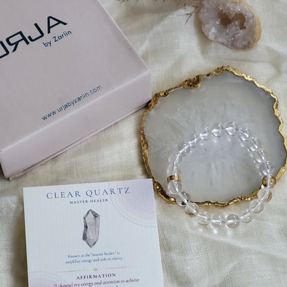 Clear Quartz Bead Bracelet for Concentration & Energy