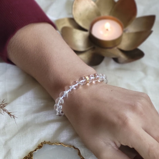 Clear Quartz Bead Bracelet for Concentration & Energy