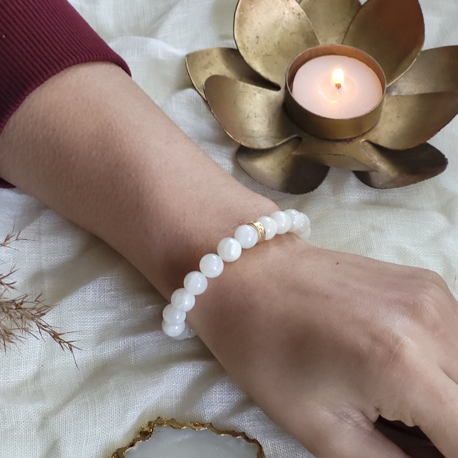 Moonstone Bead Bracelet for Hormonal Balance