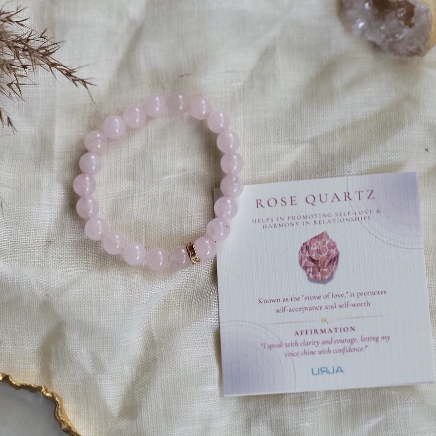 Rose Quartz Bead Bracelet for Love & Compassion