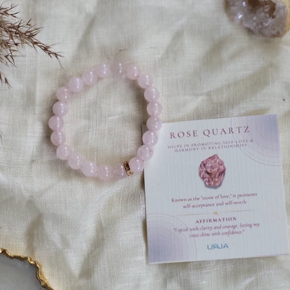 Rose Quartz Bead Bracelet for Love & Compassion