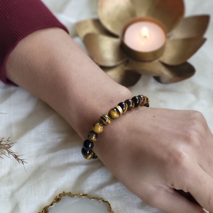 Tigers Eye Bead Bracelet for Confidence & Courage