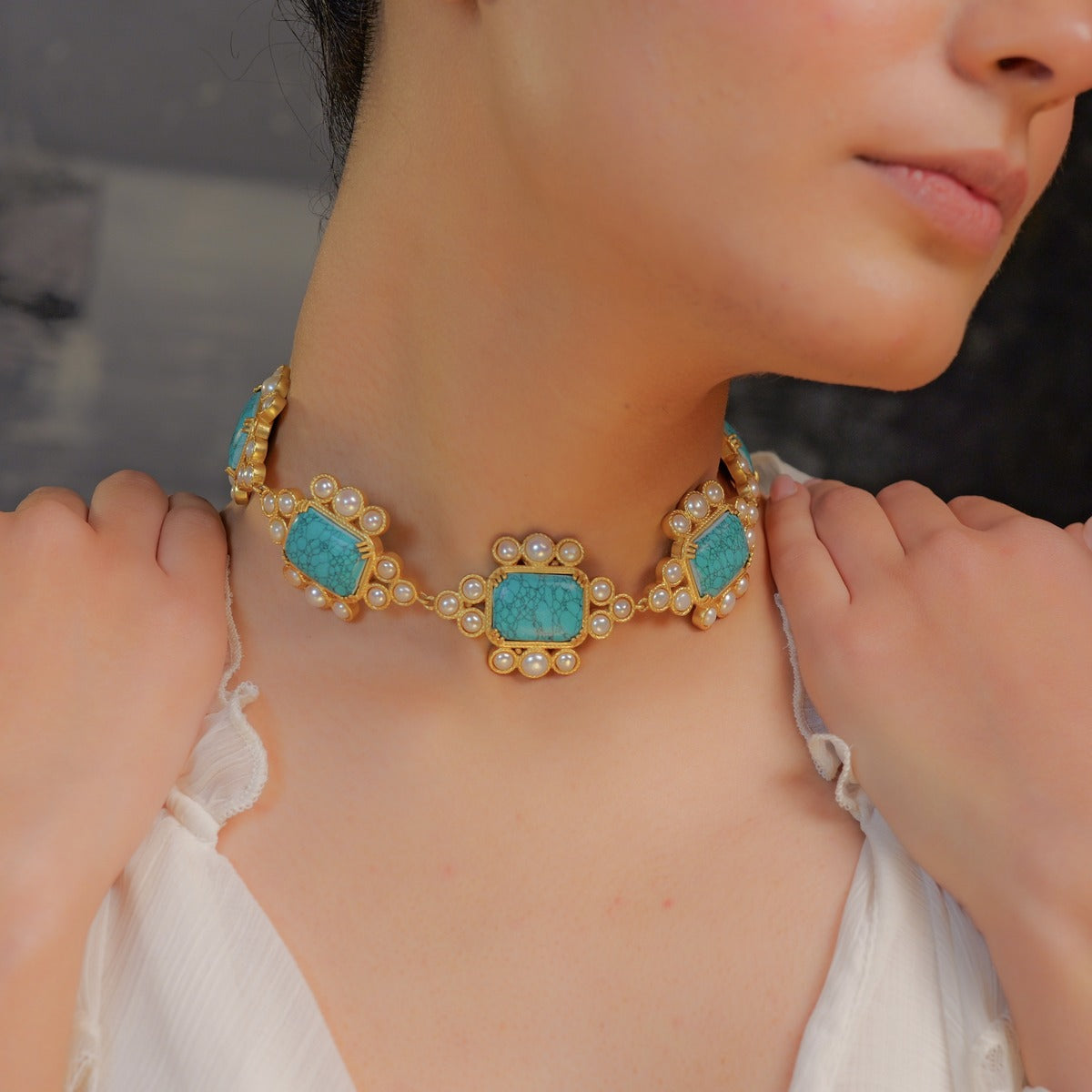 Mismatched in Heaven Earrings & Santorini Chase Necklace Set