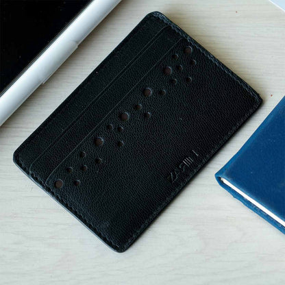 Artisanal Leather Card Holder in Black