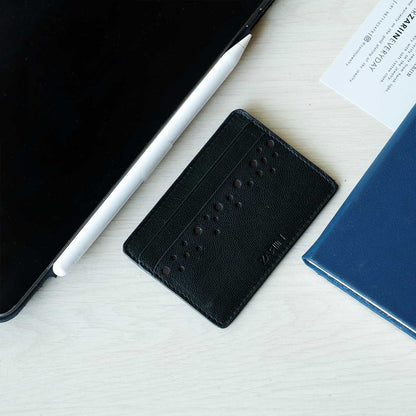 Artisanal Leather Card Holder in Black