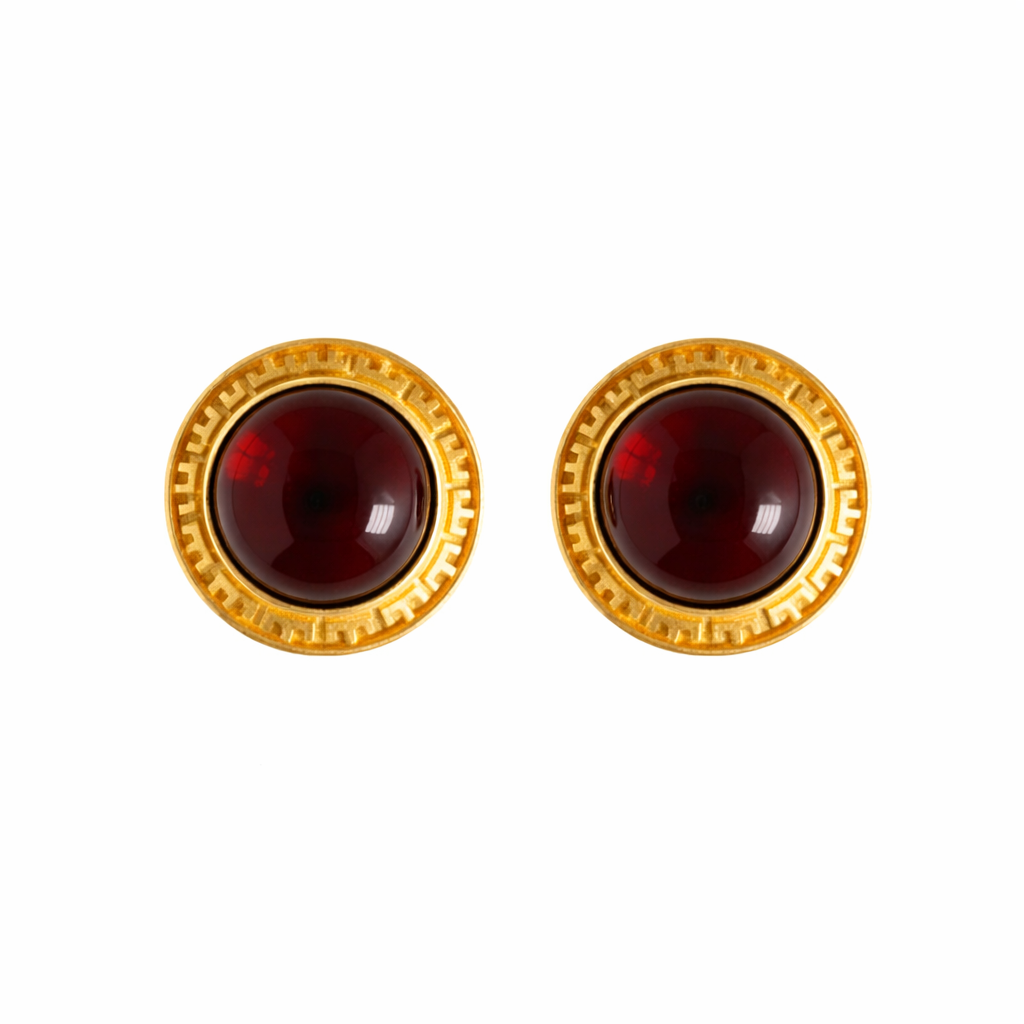 Royal Red Garnet Classic Studs Earrings