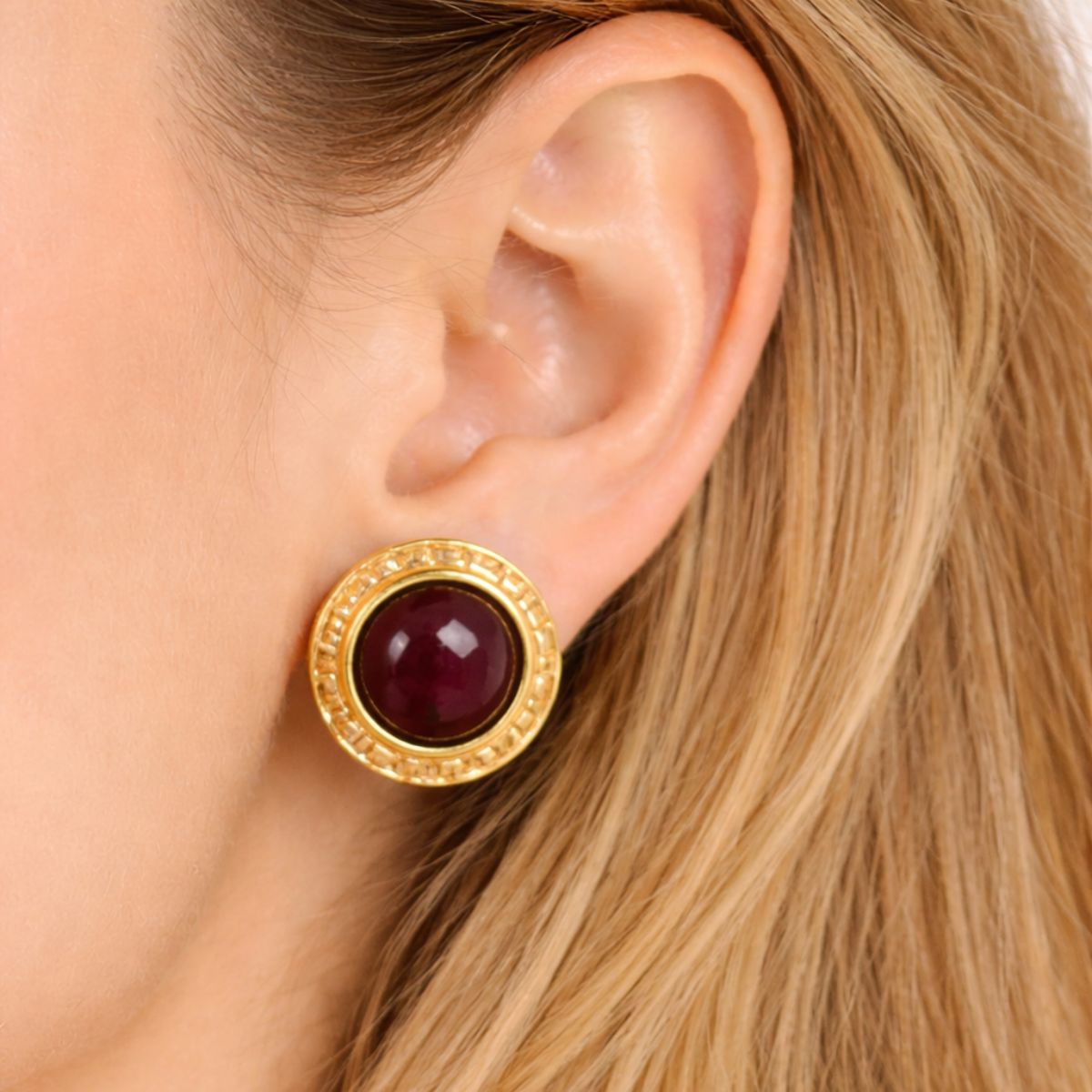 Royal Red Garnet Classic Studs Earrings