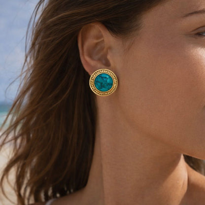 Azure Crest Turquoise Stud Earrings