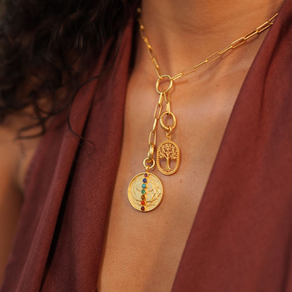 Chakra and Mandala Charm with 7 Healing Gemstones to Align Body, Mind and Soul