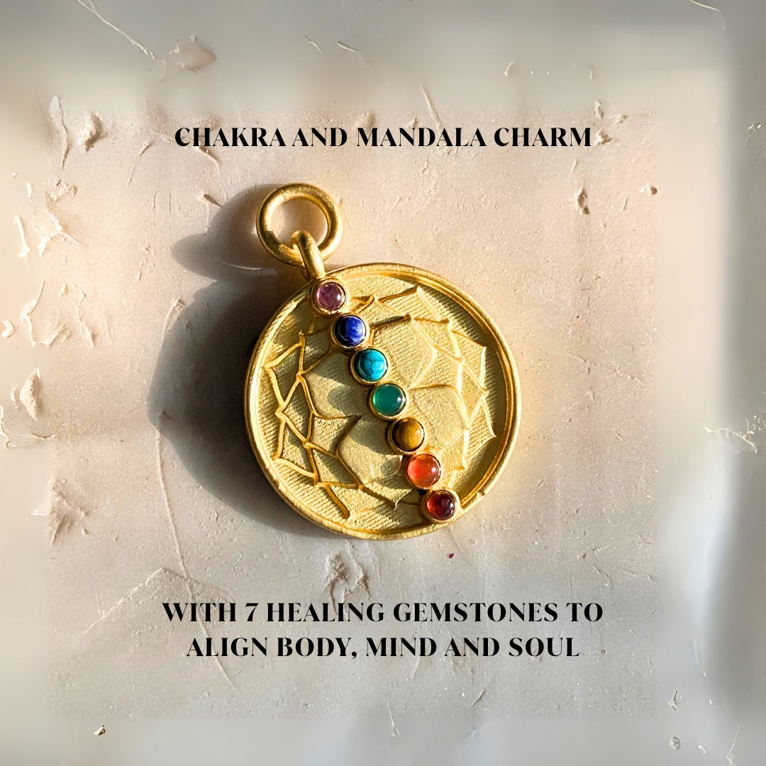 Chakra and Mandala Charm with 7 Healing Gemstones to Align Body, Mind and Soul