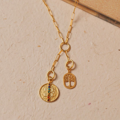 Chakra and Mandala Charm with 7 Healing Gemstones to Align Body, Mind and Soul