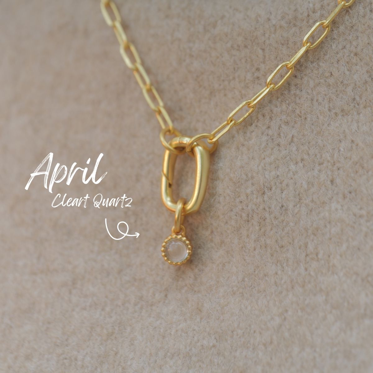 April Birthstone Charm – Clear Quartz
