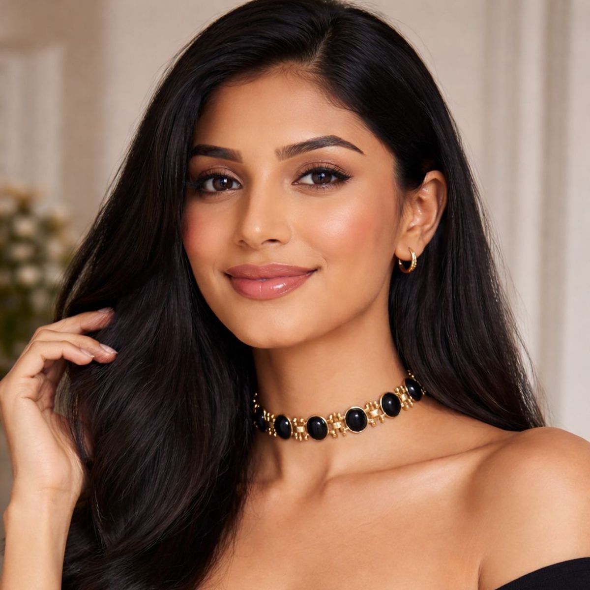 Noir Aura Black Onyx Choker Necklace