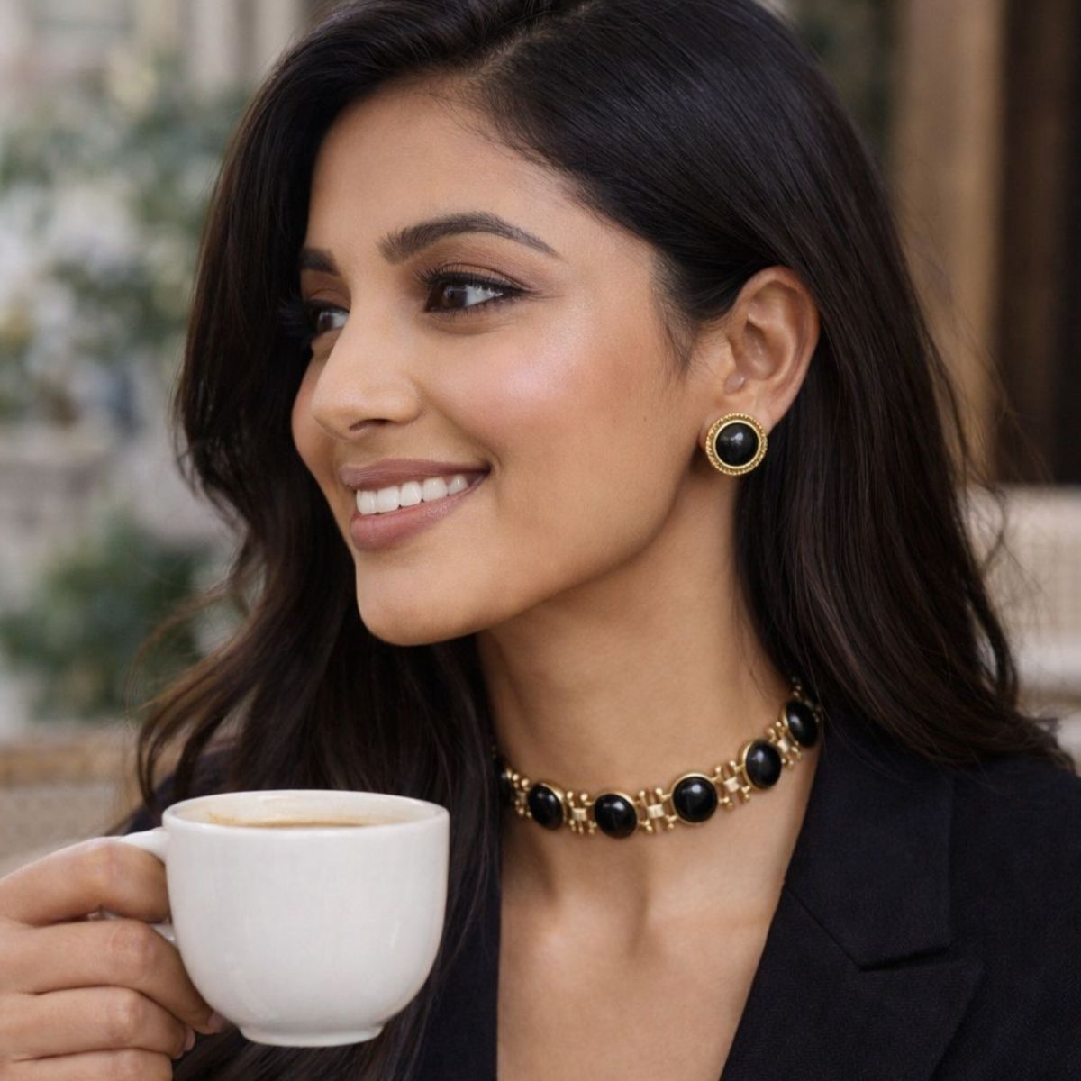 Noir Aura Black Onyx Choker Necklace