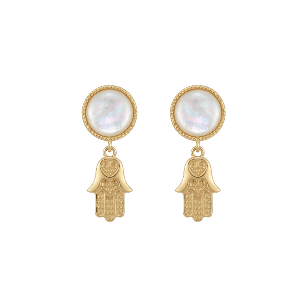 Hamsa Harmony Earrings with Pearls