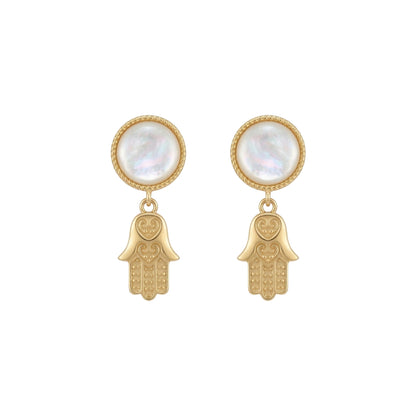 Hamsa Harmony Earrings with Pearls
