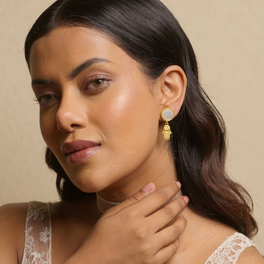 Hamsa Harmony Earrings with Pearls
