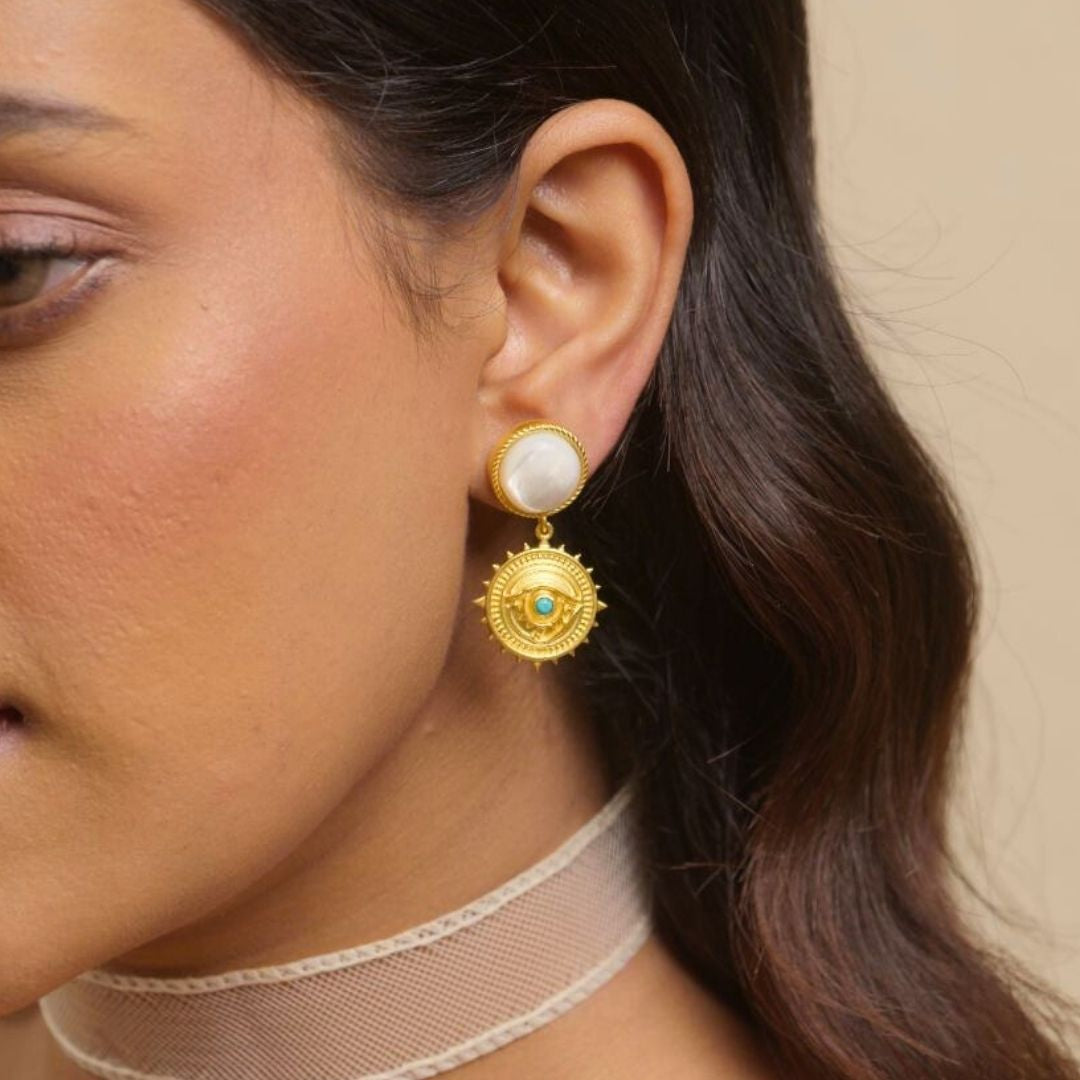 Guardian Eye Earrings with Pearls