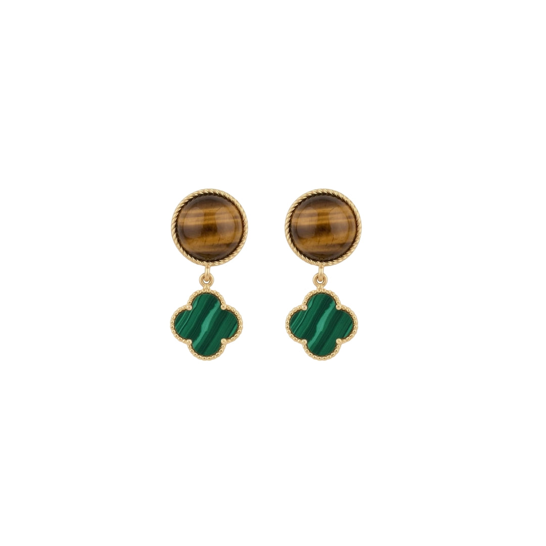 Fortune Bloom Earrings with Tiger's Eye