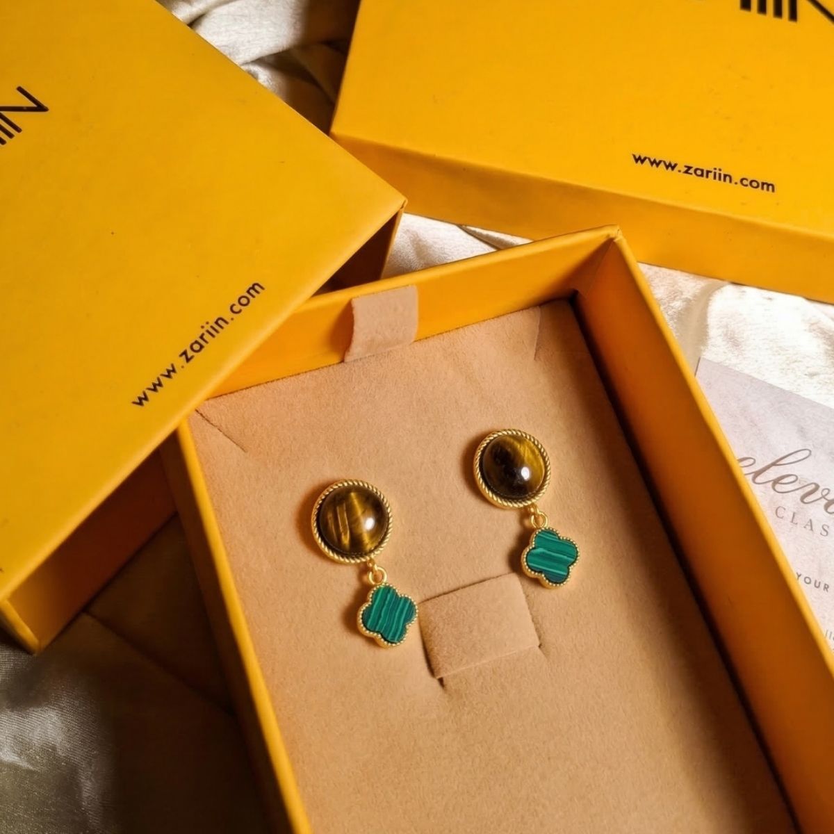 Fortune Bloom Earrings with Tiger's Eye