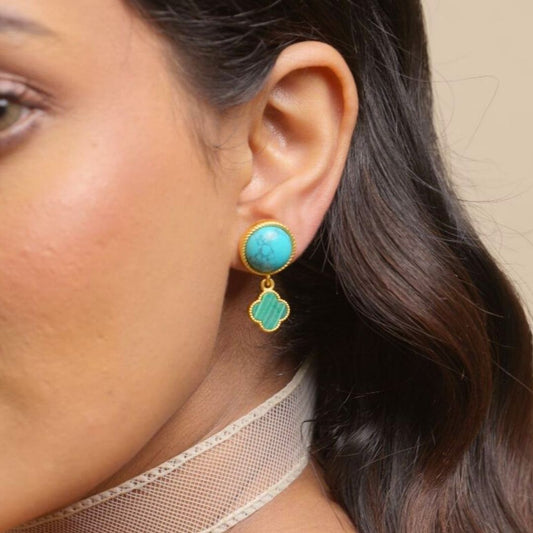 Fortune Bloom Earrings with Turquoise