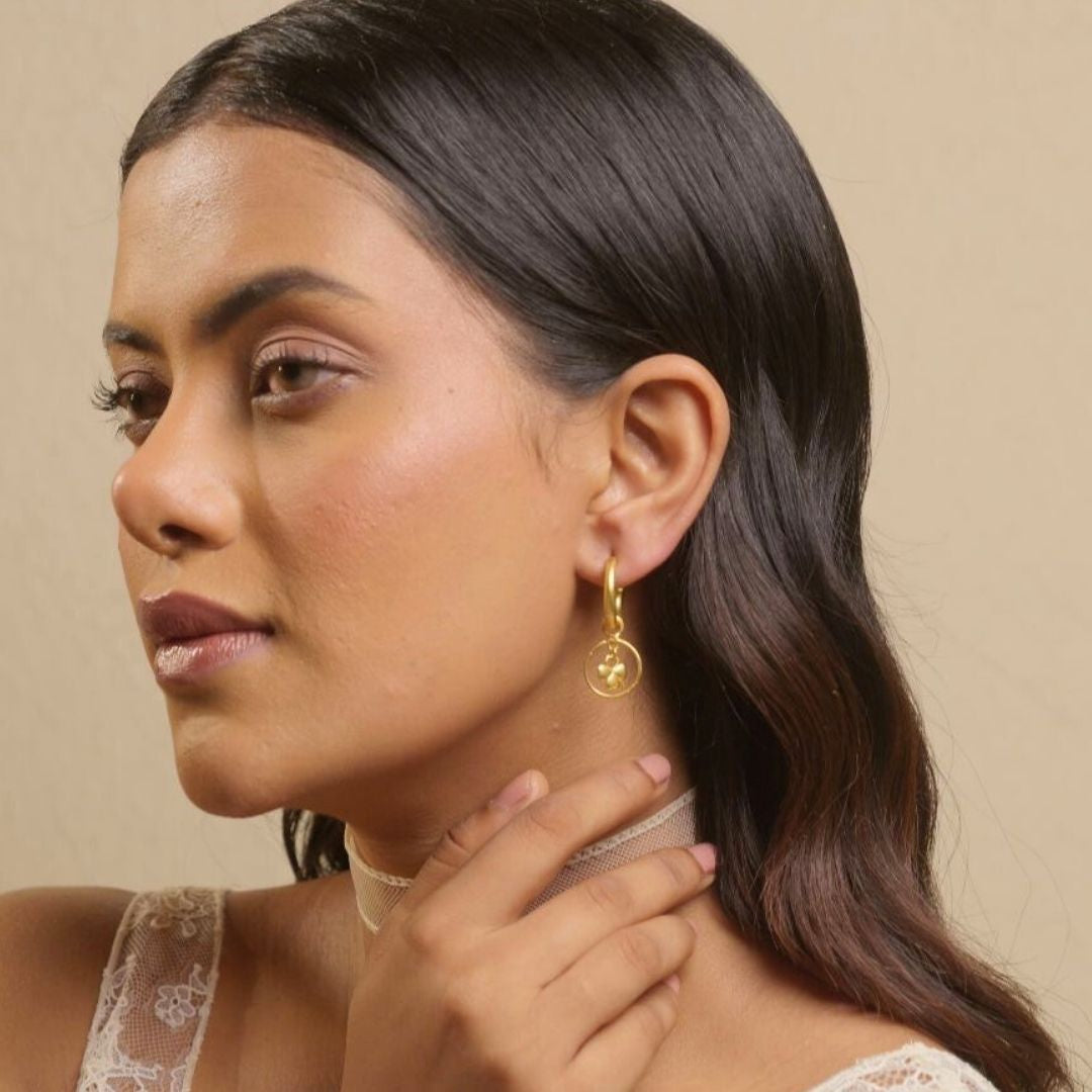 Grace Hoops with Four Leaf Clover Drops